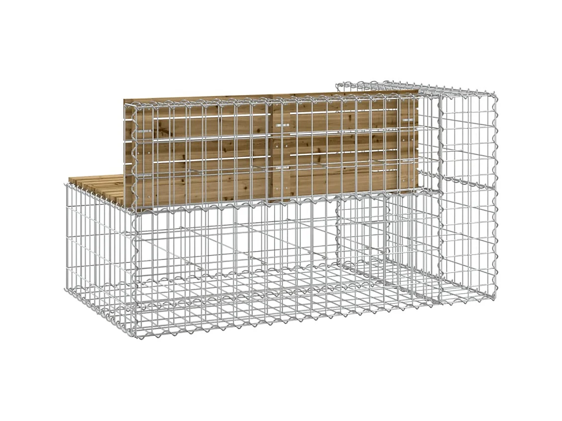 Banco de jardín de diseño de gaviones 122x71x65,5cm madera de pino impregnada