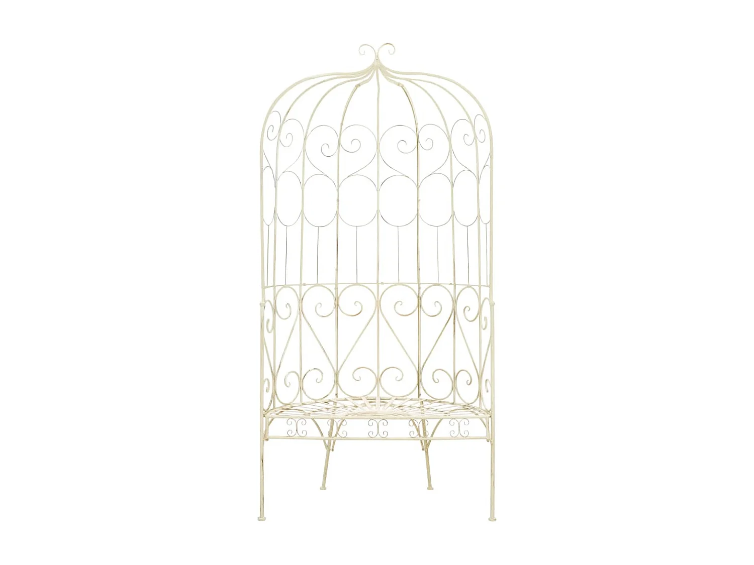 Panca da giardino 95 cm Ferro bianco anticato