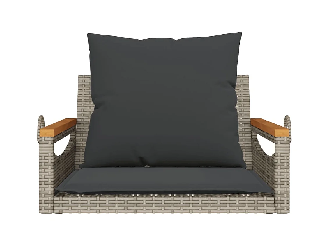 Asiento de columpio con cojines grises 63x62x40 cm resina tejida