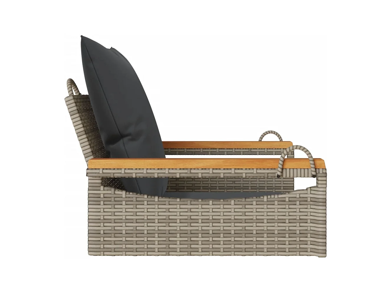 Asiento de columpio con cojines grises 63x62x40 cm resina tejida