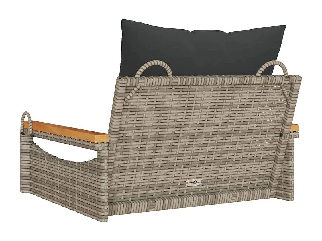 Asiento de columpio con cojines grises 63x62x40 cm resina tejida