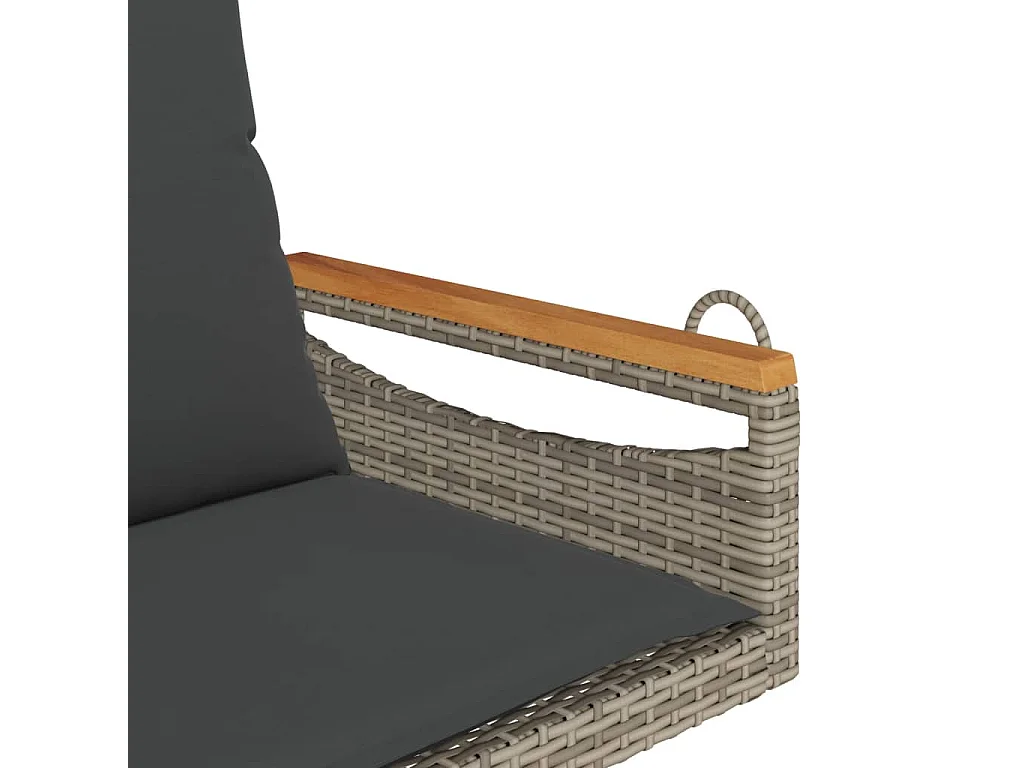 Asiento de columpio con cojines grises 63x62x40 cm resina tejida