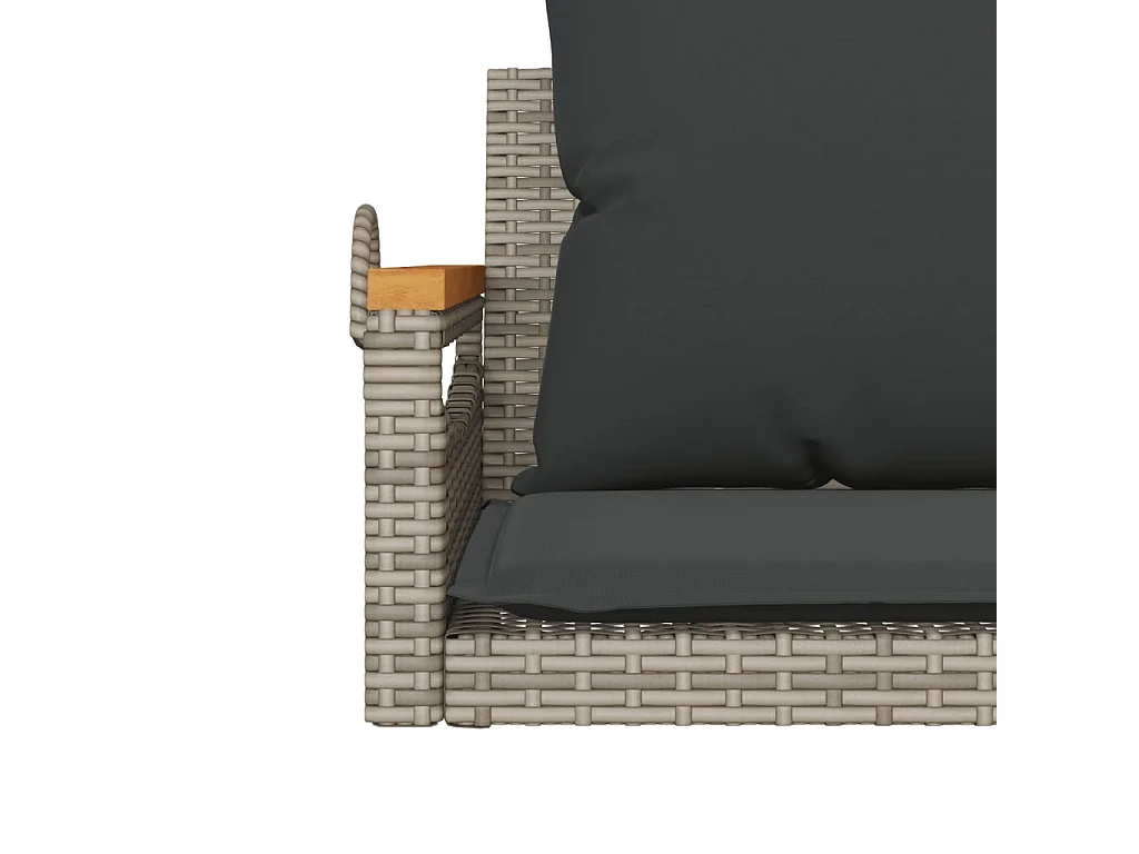 Asiento de columpio con cojines grises 63x62x40 cm resina tejida