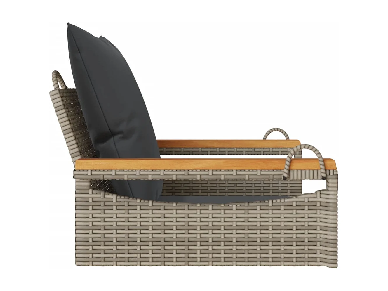 Altalena con cuscini grigi 63x62x40 cm in resina intrecciata