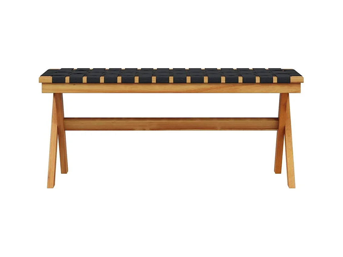 Zwarte tuinbank van massief acaciahout en stof