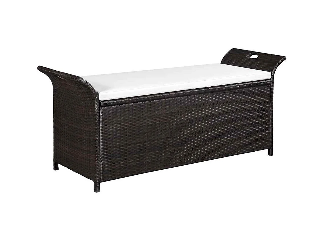 Tuinbank met kussen 138 cm Bruin gevlochten hars