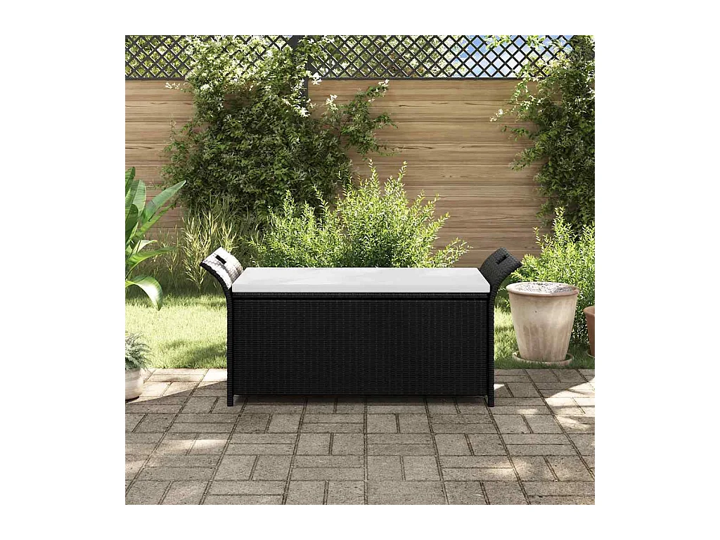 Tuinbank met kussen 138 cm Bruin gevlochten hars