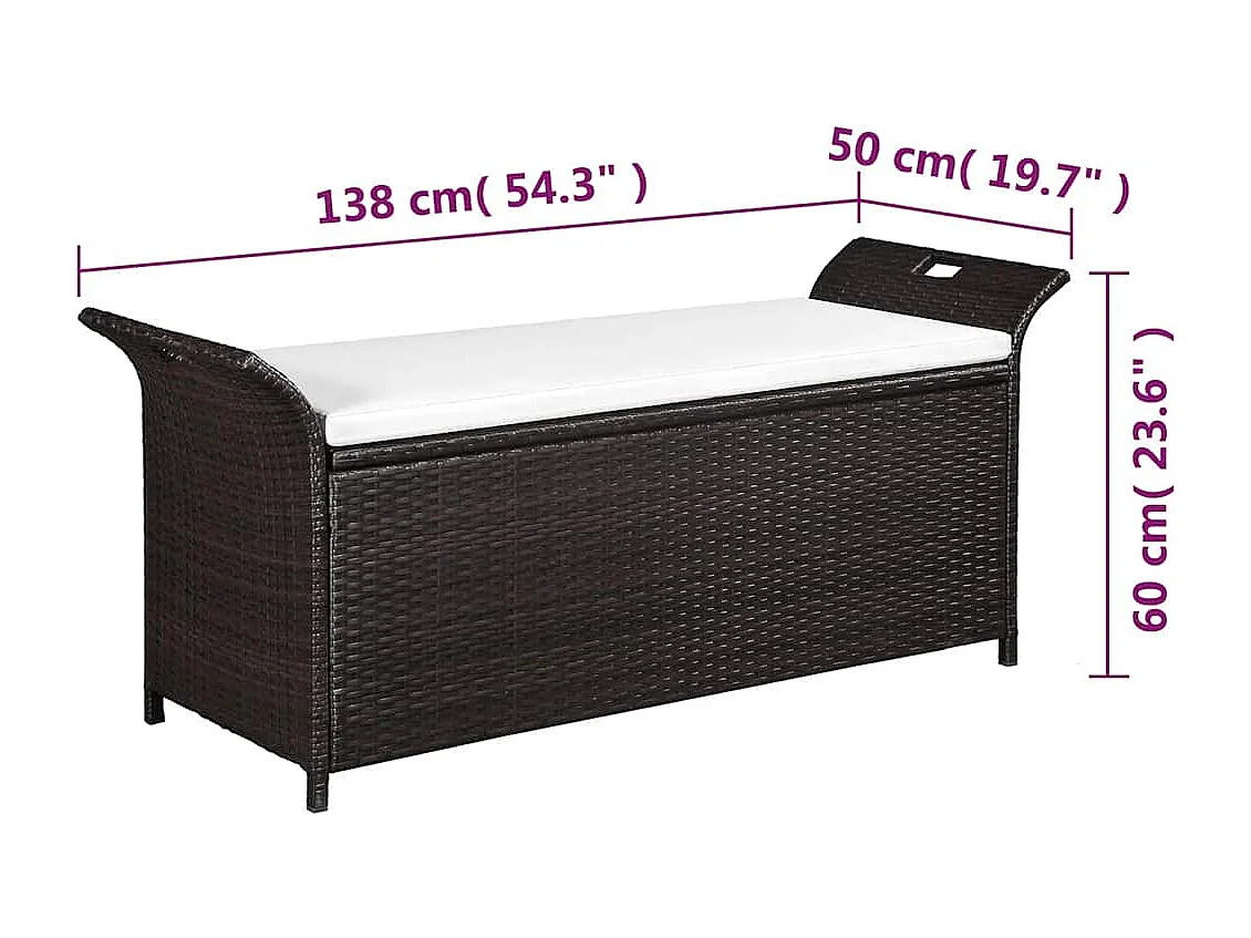 Tuinbank met kussen 138 cm Bruin gevlochten hars