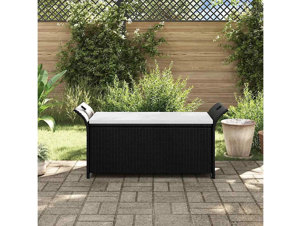 Panca da giardino con cuscino 138 cm Resina intrecciata marrone