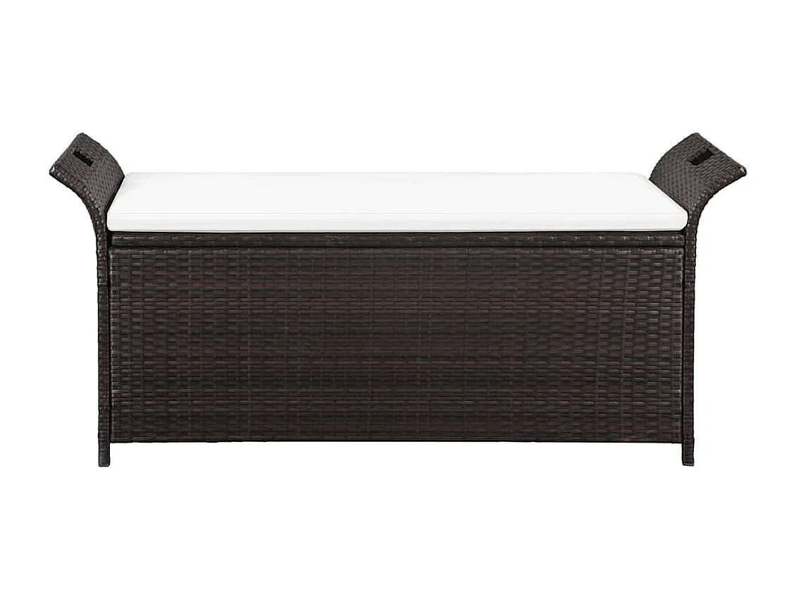 Panca da giardino con cuscino 138 cm Resina intrecciata marrone