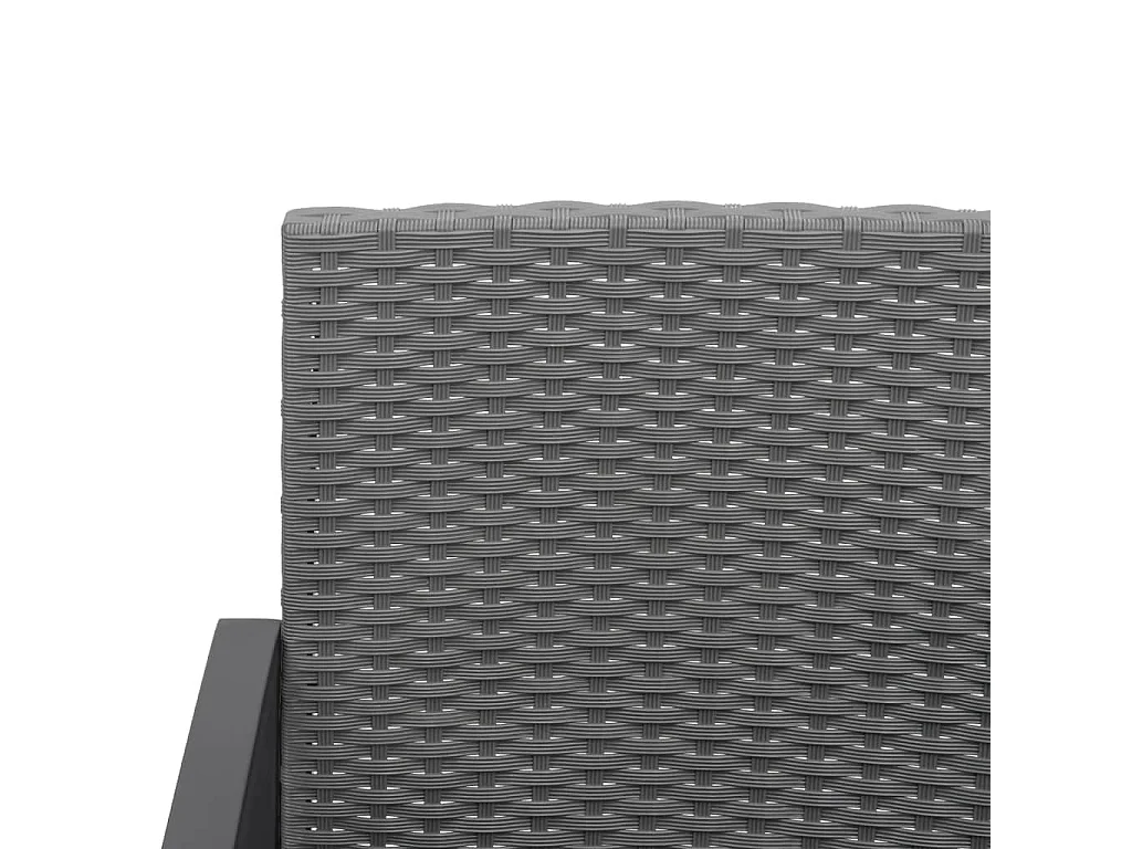 Panca da giardino a 2 posti con cuscini in rattan PP grigio scuro