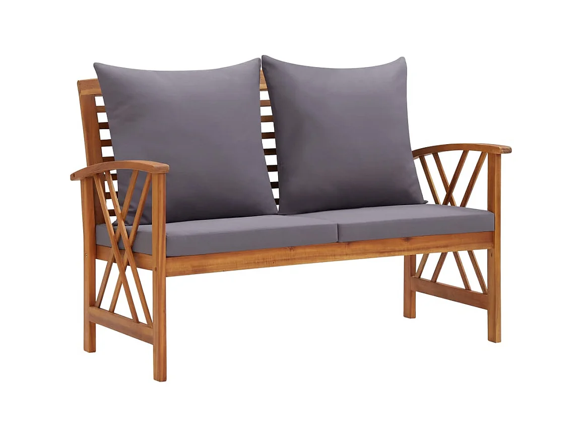 Banco de jardín con cojines 119 cm Madera maciza de acacia