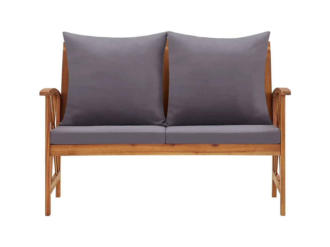 Banco de jardín con cojines 119 cm Madera maciza de acacia