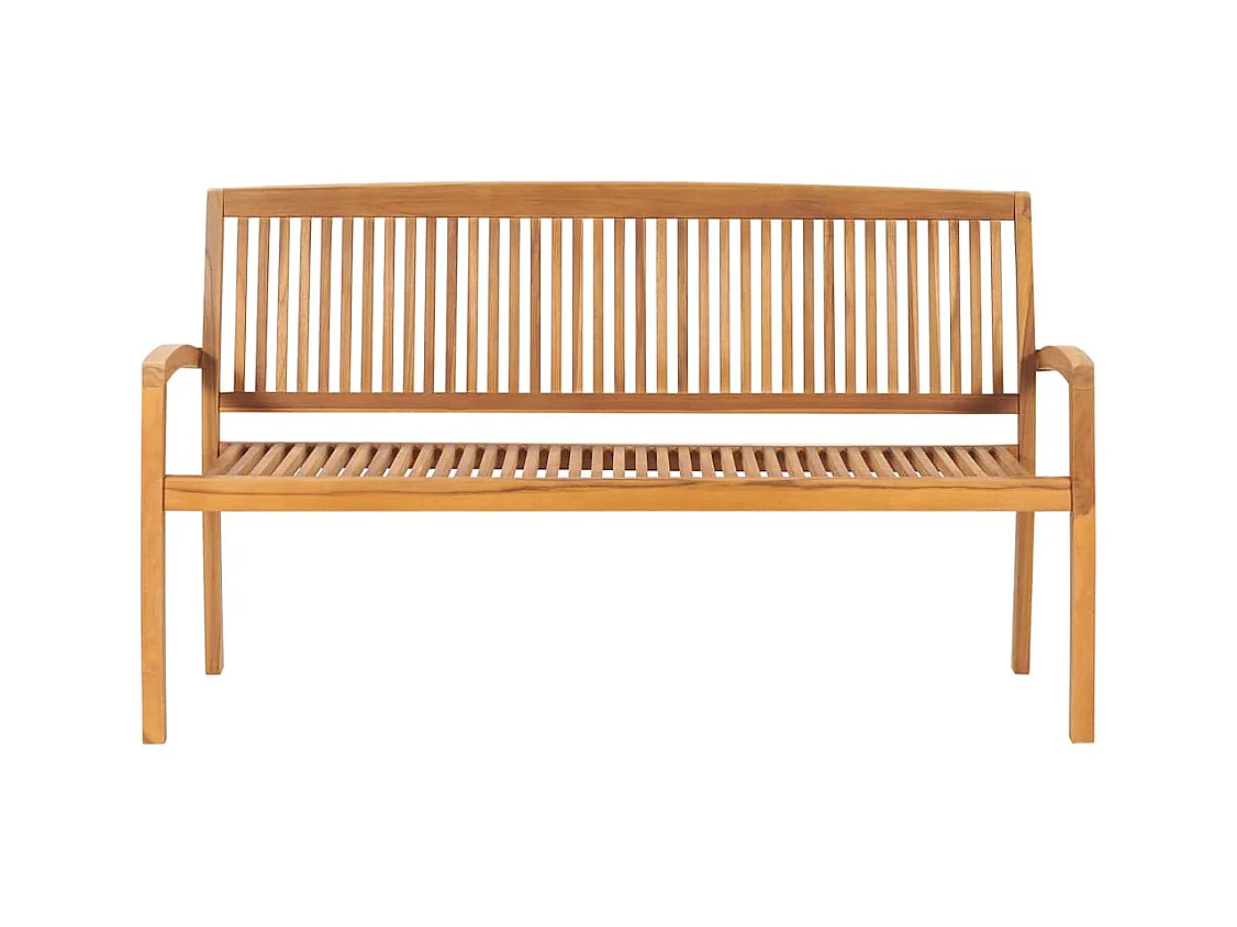 Banc de jardin empilable et coussin 159 cm Bois de teck massif