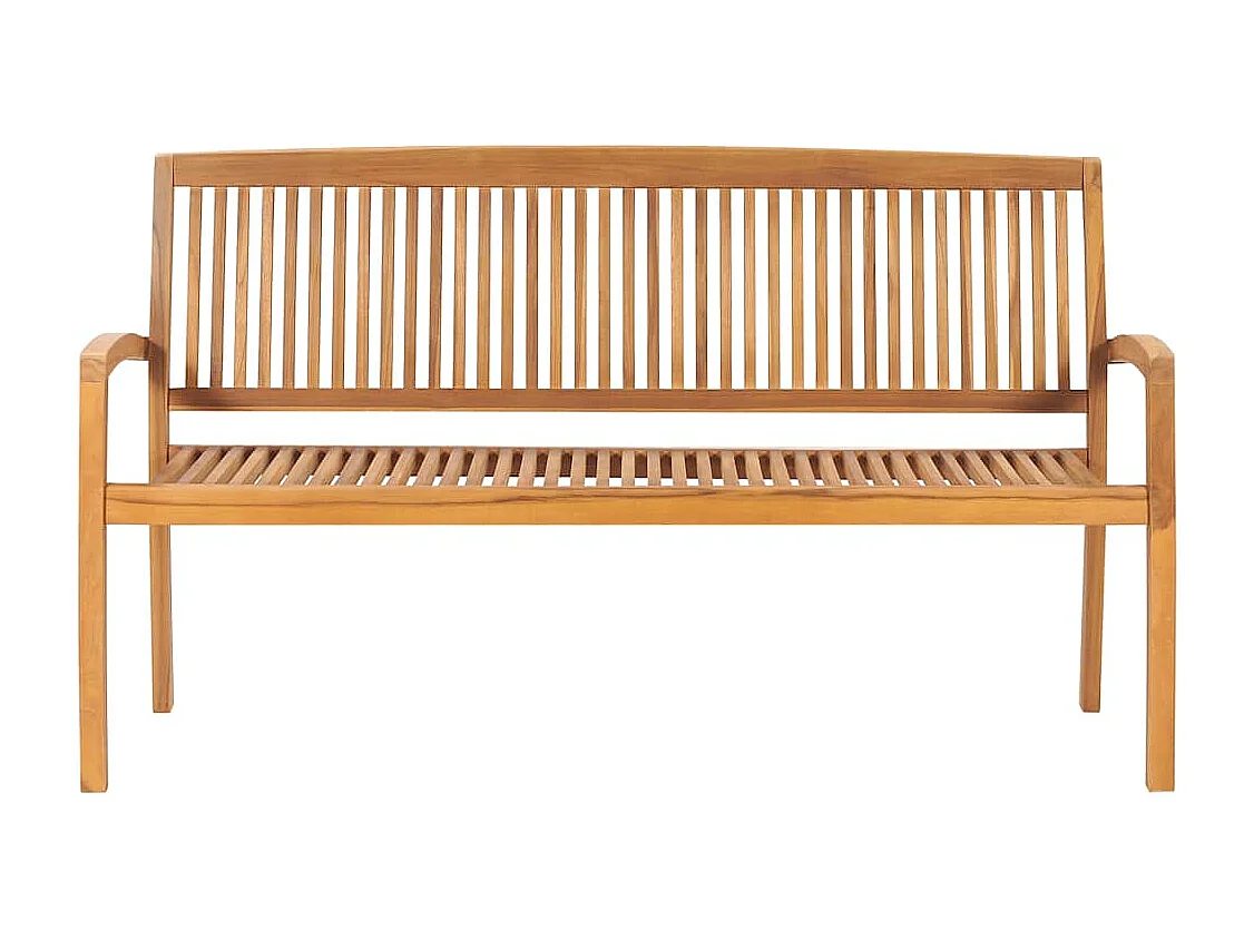 Banc de jardin empilable et coussin 159 cm Bois de teck massif
