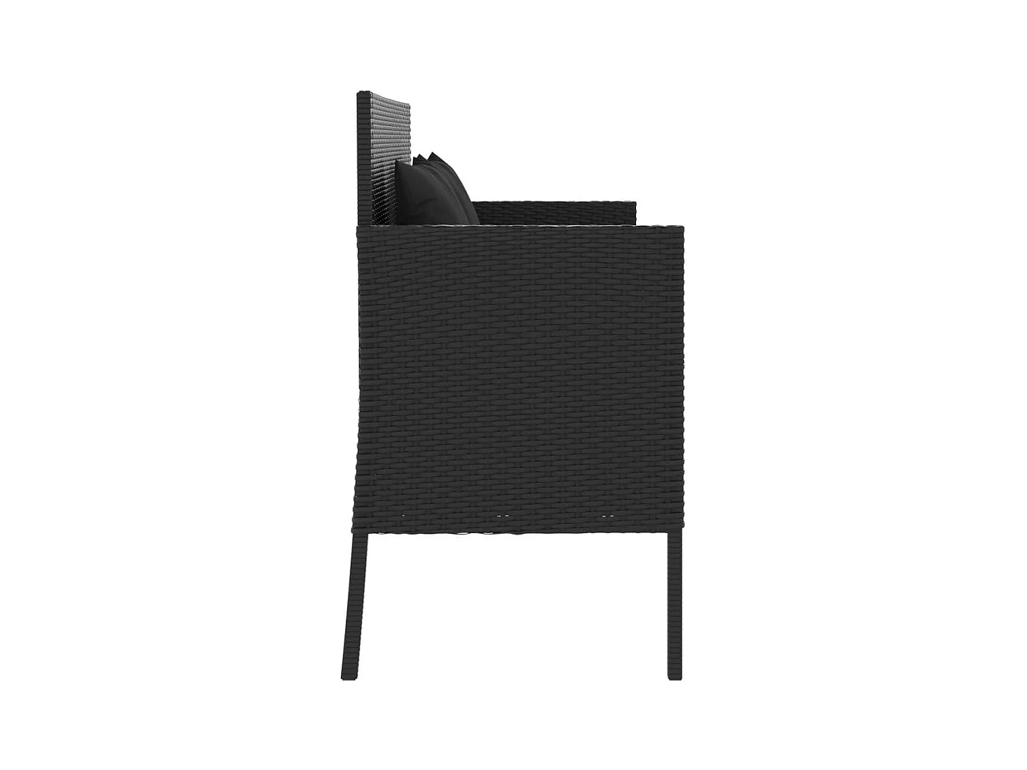 Banco de jardín con cojines de mimbre negro