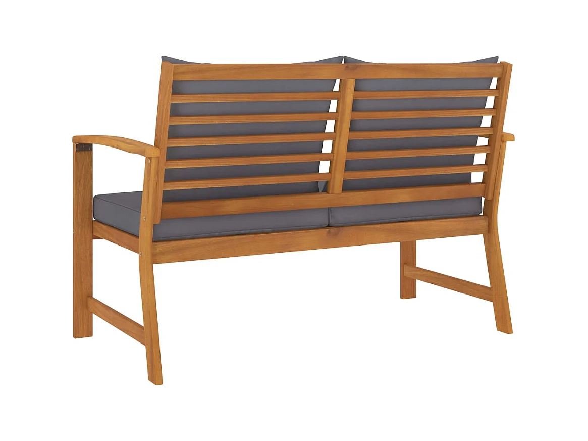 Banco de jardín de 120 cm con cojín gris oscuro de madera maciza de acacia