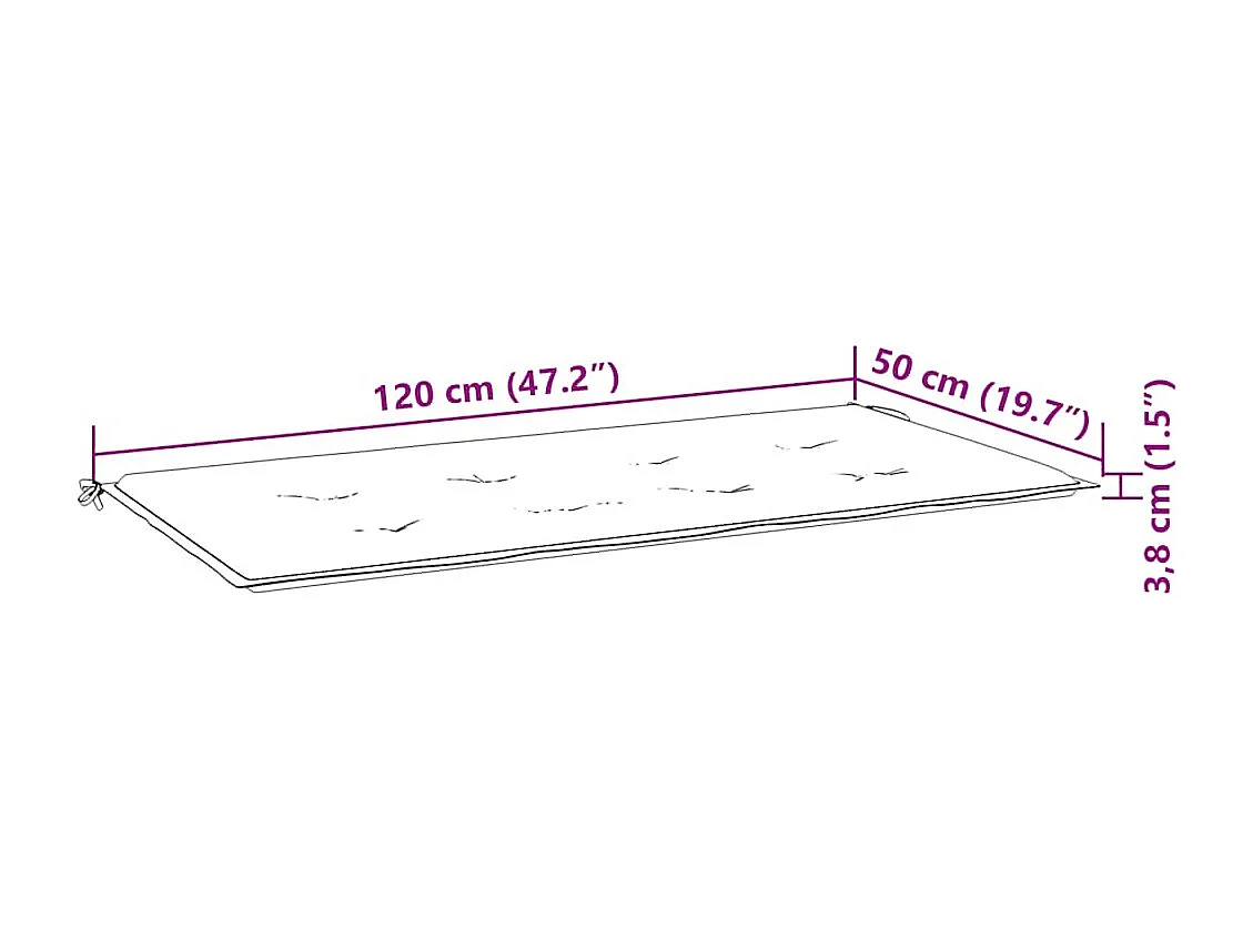 Batavia bank met antraciet kussen 120 cm Massief teakhout