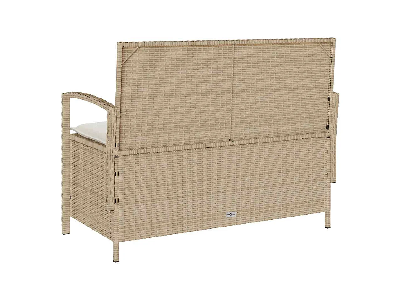 Banc de rangement de jardin avec coussin beige résine tressée
