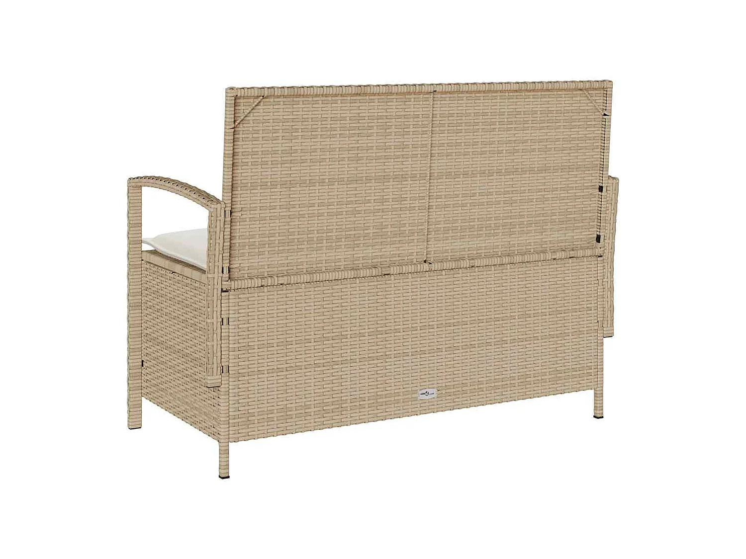 Banc de rangement de jardin avec coussin beige résine tressée