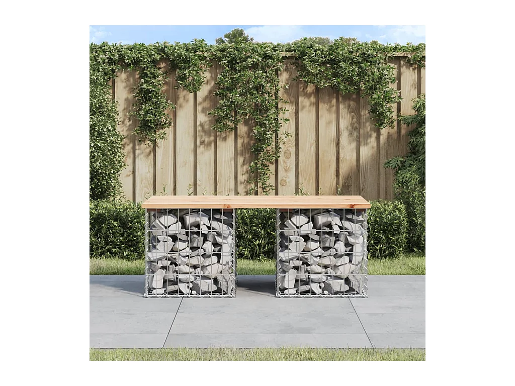 Banco de jardín de diseño gavión 103x44x42 cm madera maciza de pino