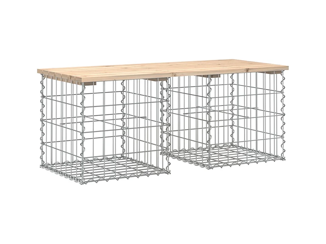 Banco de jardín de diseño gavión 103x44x42 cm madera maciza de pino