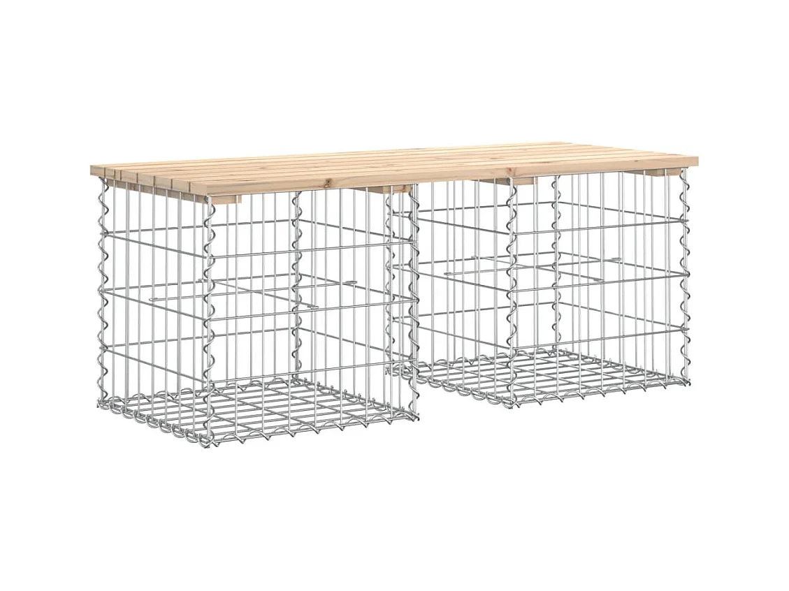 Banco de jardín de diseño gavión 103x44x42 cm madera maciza de pino