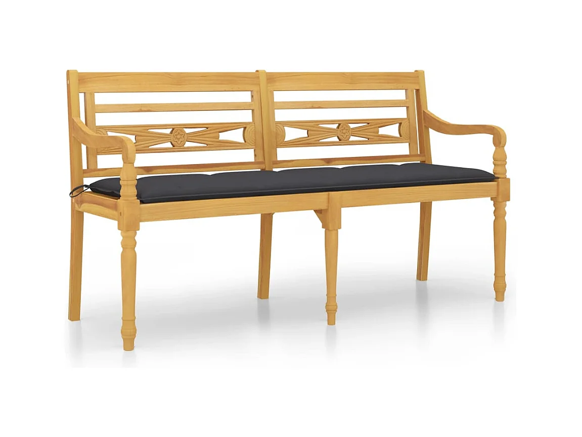 Banc Batavia avec coussin anthracite 150 cm Bois de teck massif