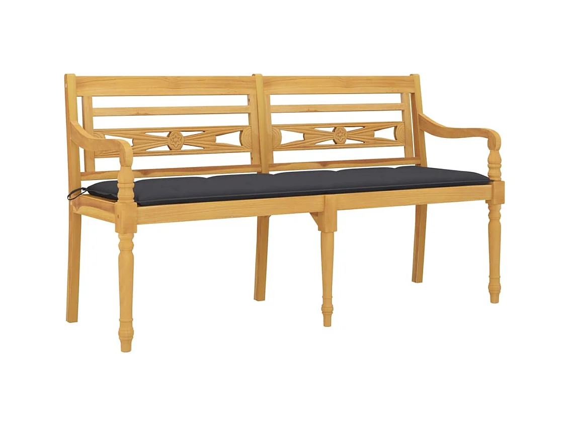 Banc Batavia avec coussin anthracite 150 cm Bois de teck massif
