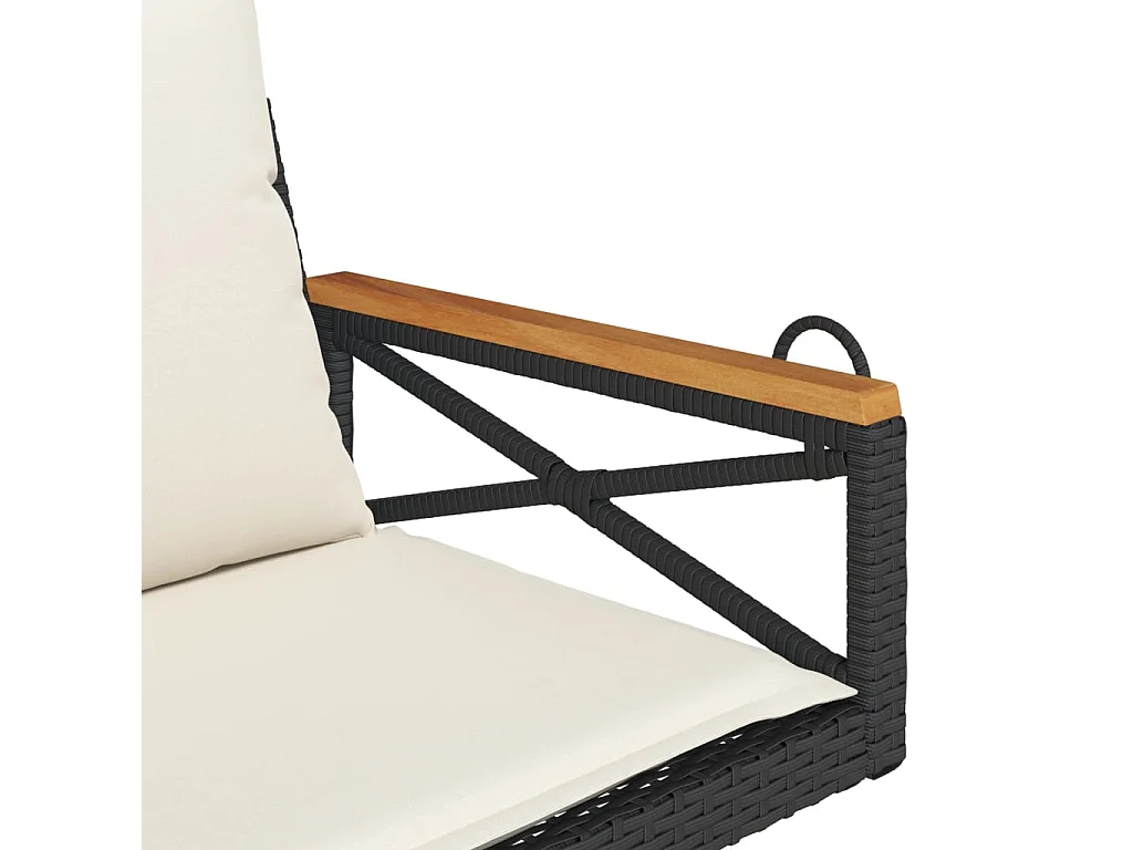 Altalena con cuscini neri 63x62x40 cm in resina intrecciata