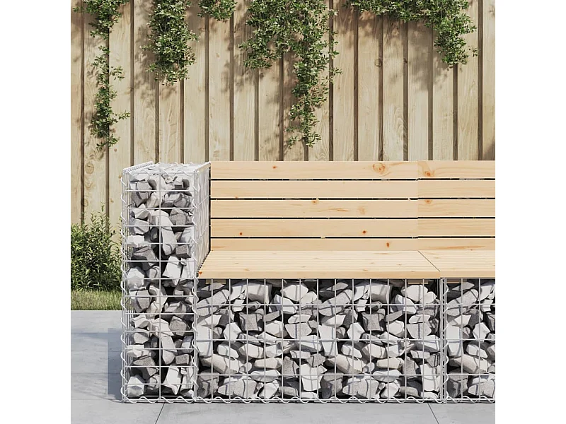 Banco de jardín de diseño de gaviones 92x71x65,5 cm madera maciza de pino