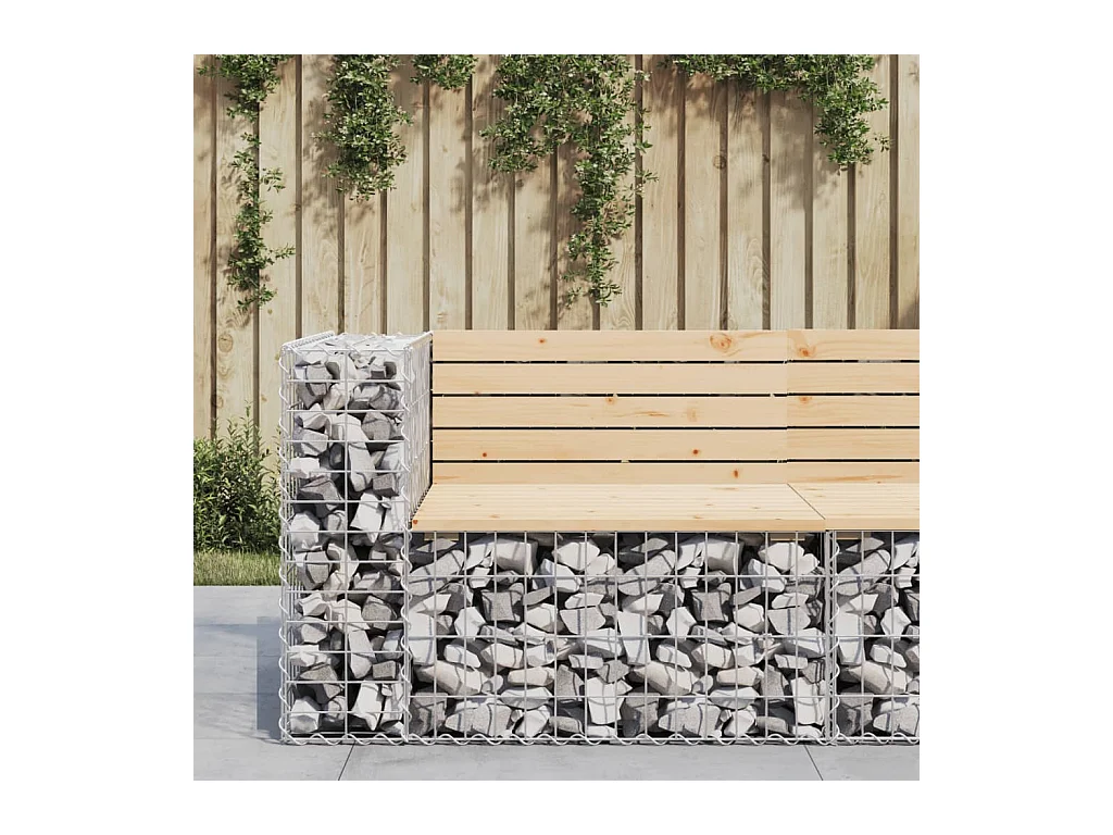 Banco de jardín de diseño de gaviones 92x71x65,5 cm madera maciza de pino