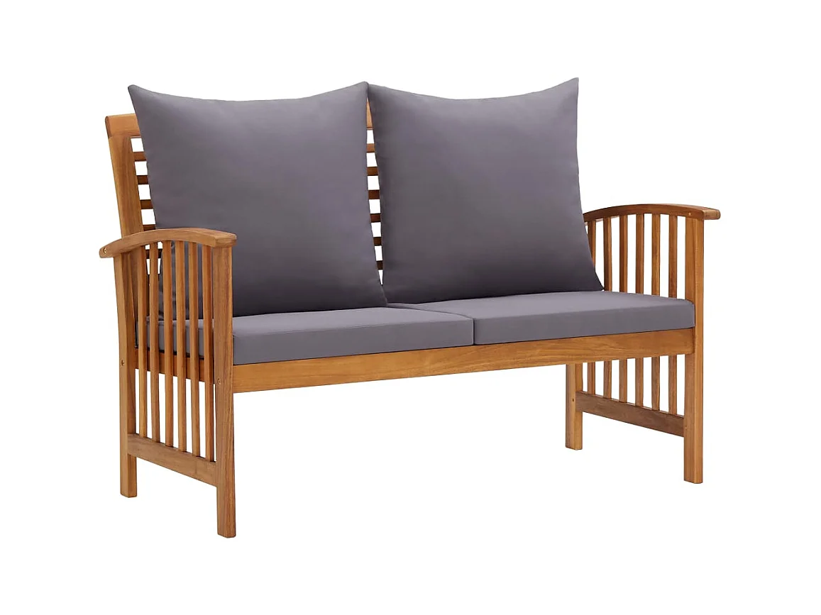 Banco de jardín con cojines 119 cm Madera maciza de acacia