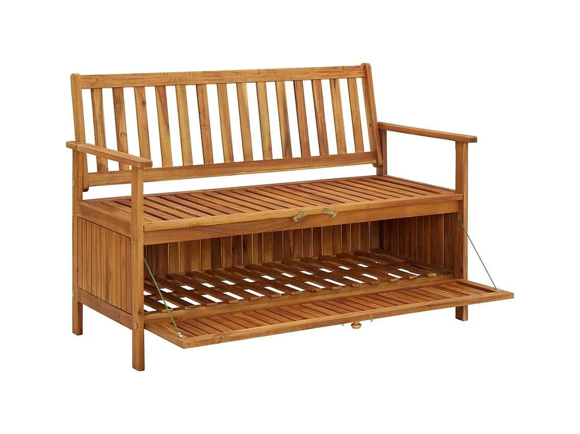 Banco de jardín con almacenaje de 120 cm de madera maciza de acacia