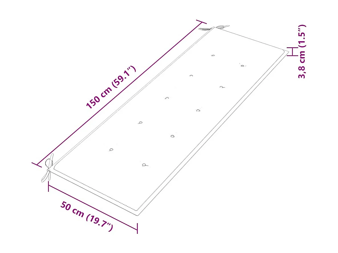 Batavia bank met bordeauxrood kussen 150cm Massief teakhout