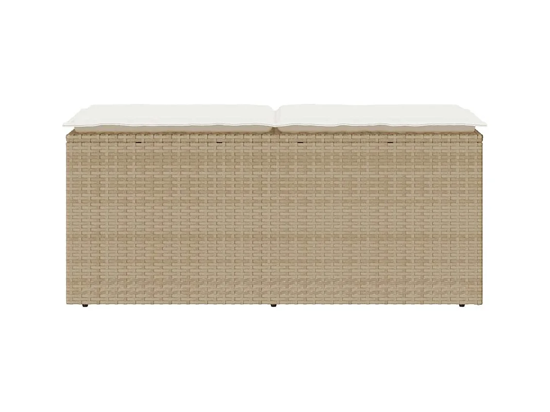 Banc de jardin avec coussin beige 110x40x44 cm résine tressée