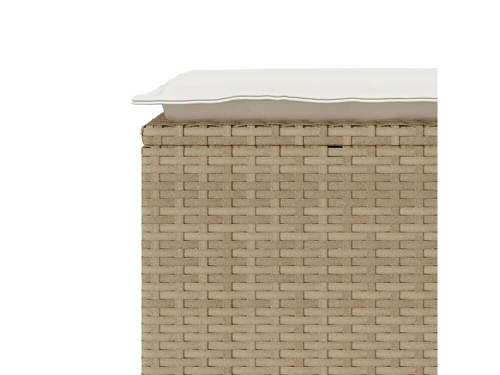 Banc de jardin avec coussin beige 110x40x44 cm résine tressée