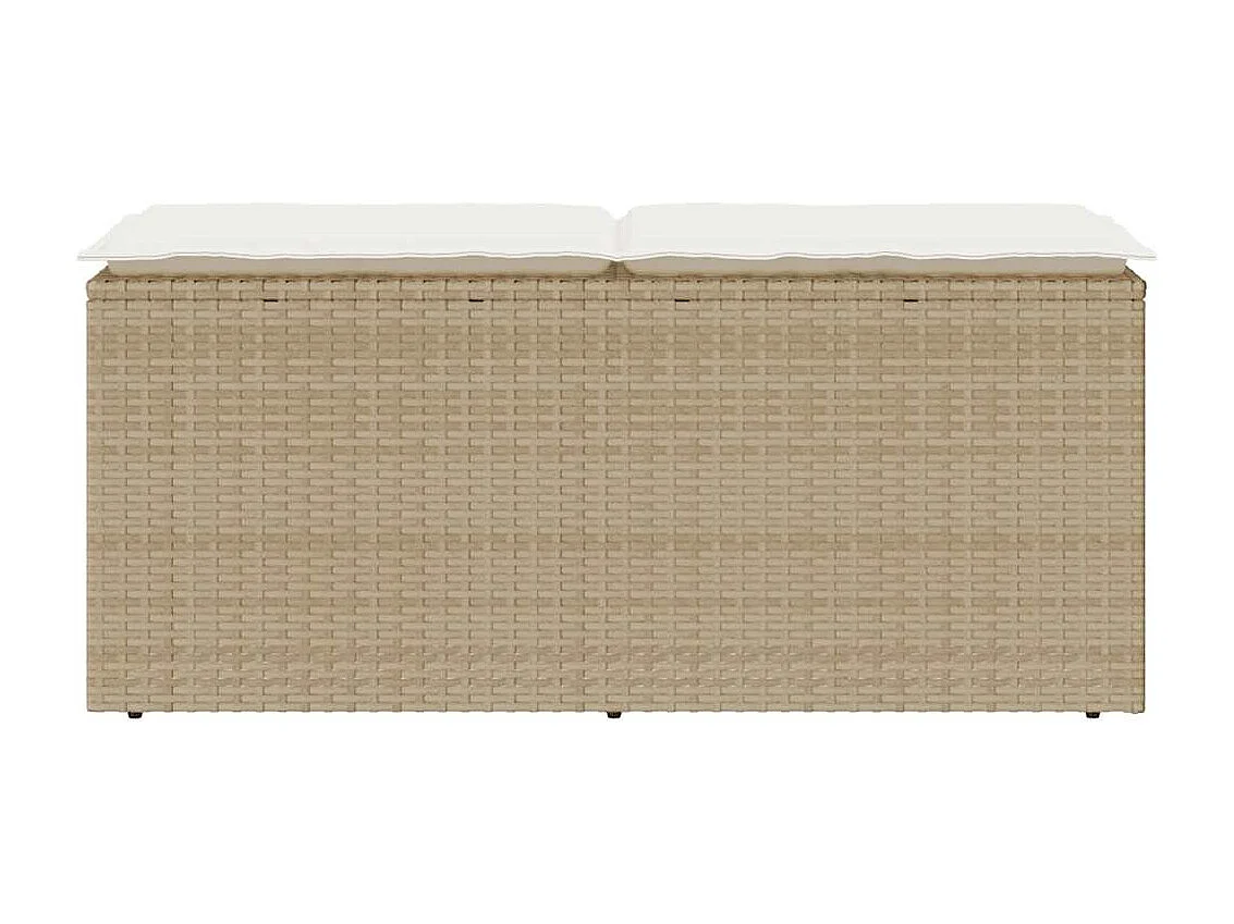 Banc de jardin avec coussin beige 110x40x44 cm résine tressée