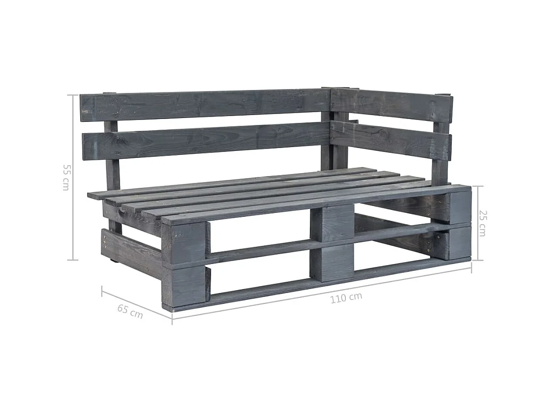 Grijze houten tuinhoekbank van pallets
