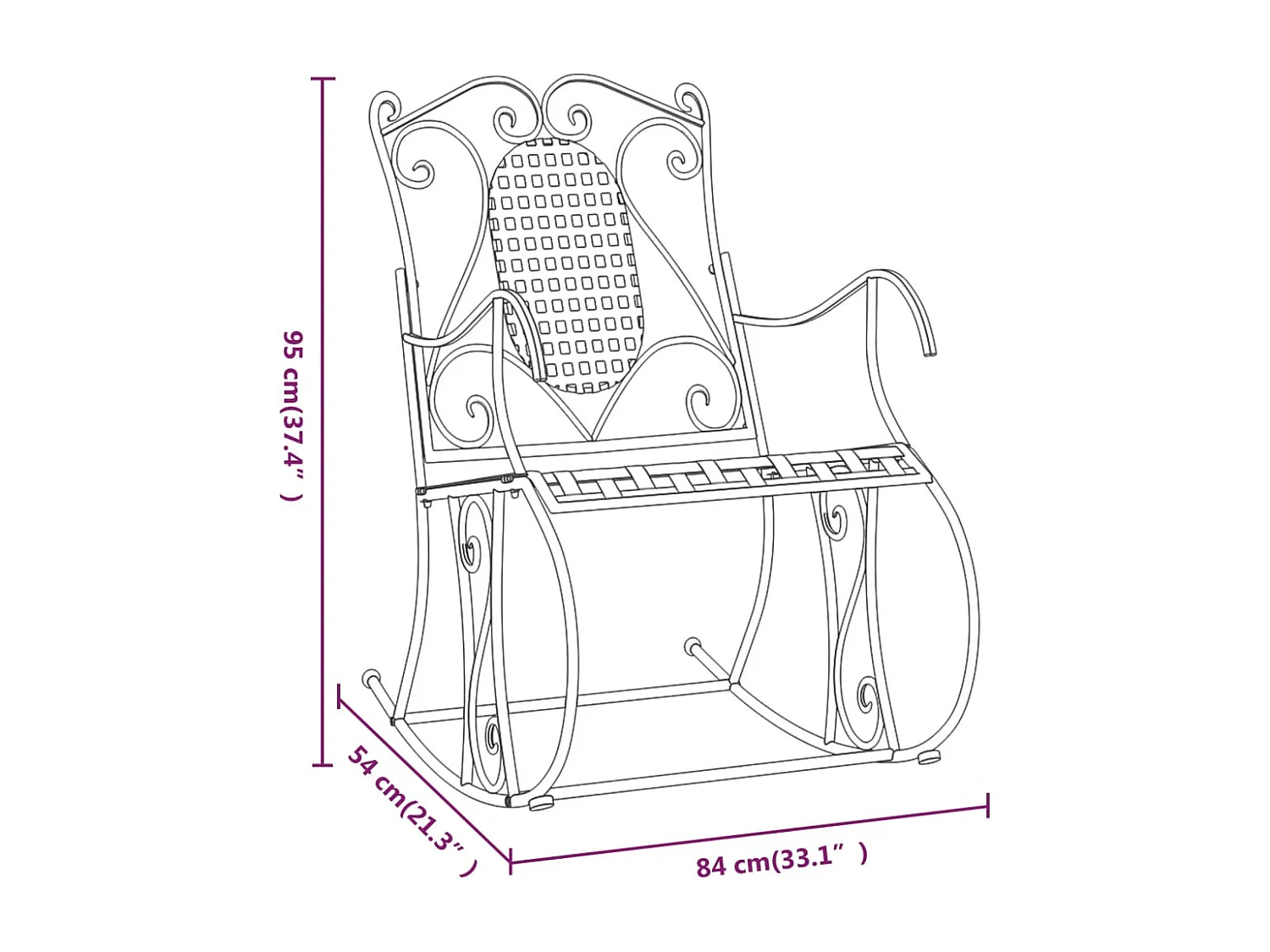 Banc à bascule 84 cm noir acier