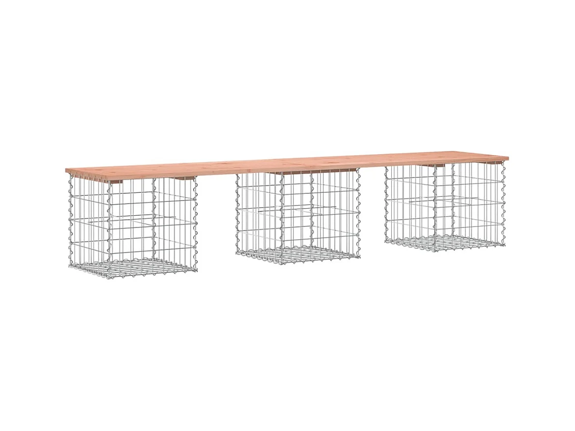 Banco de jardín de diseño gavión 203x44x42cm madera maciza de abeto Douglas