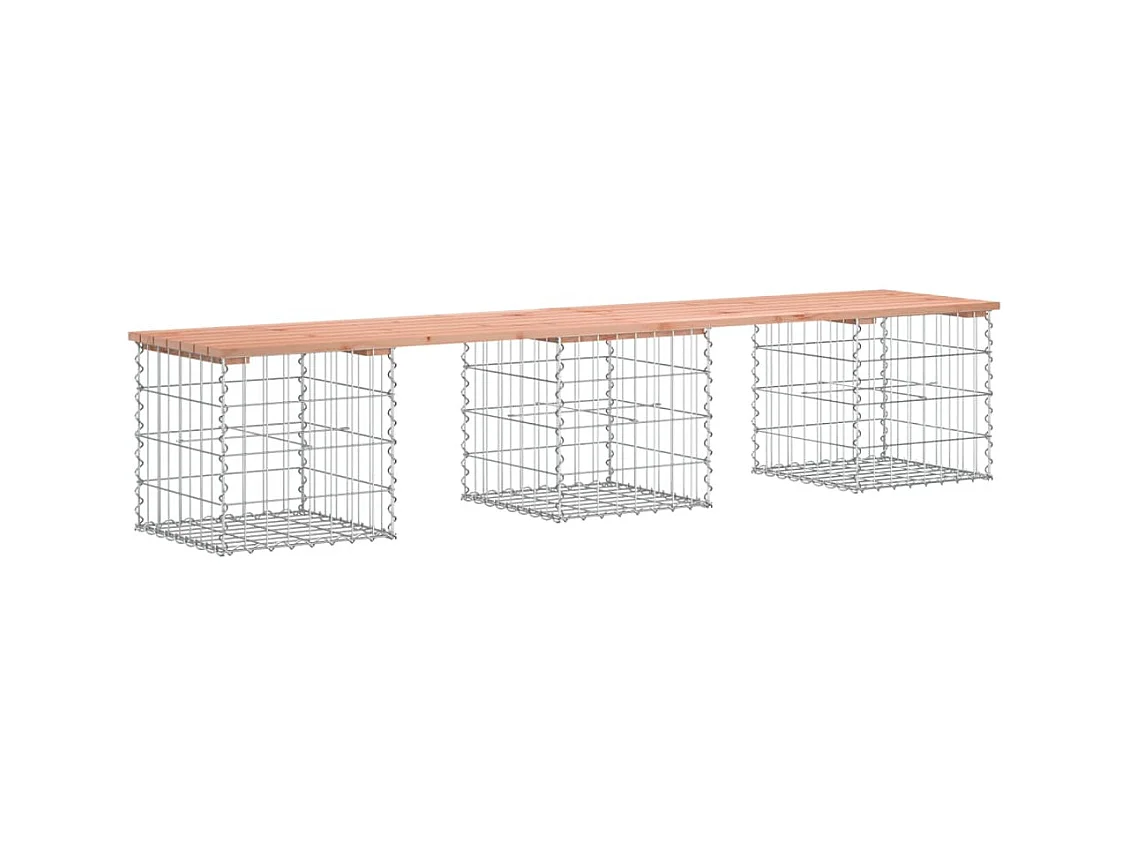 Banco de jardín de diseño gavión 203x44x42cm madera maciza de abeto Douglas