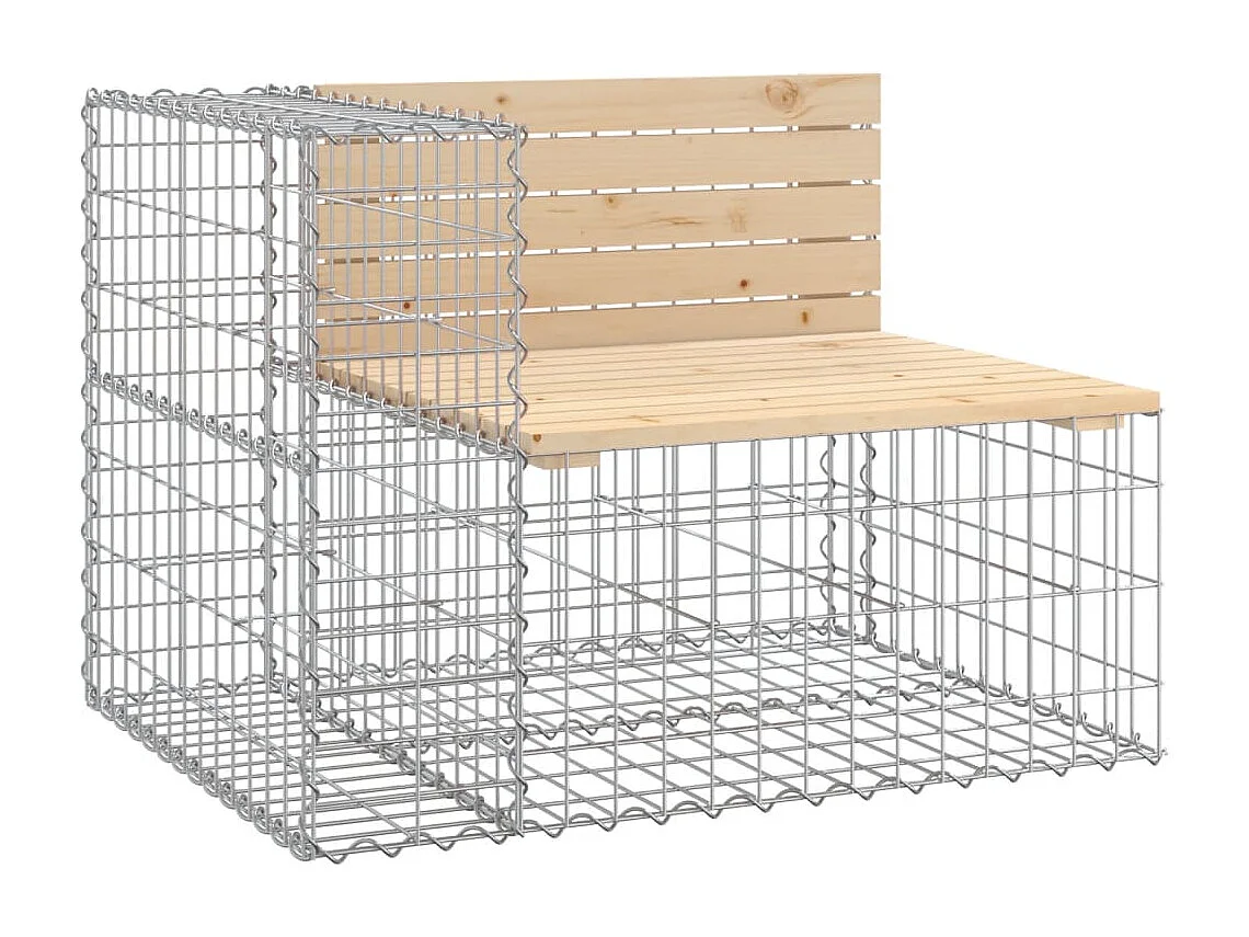 Panca da giardino di design in gabbione 287x71x65,5 cm in legno massello di pino
