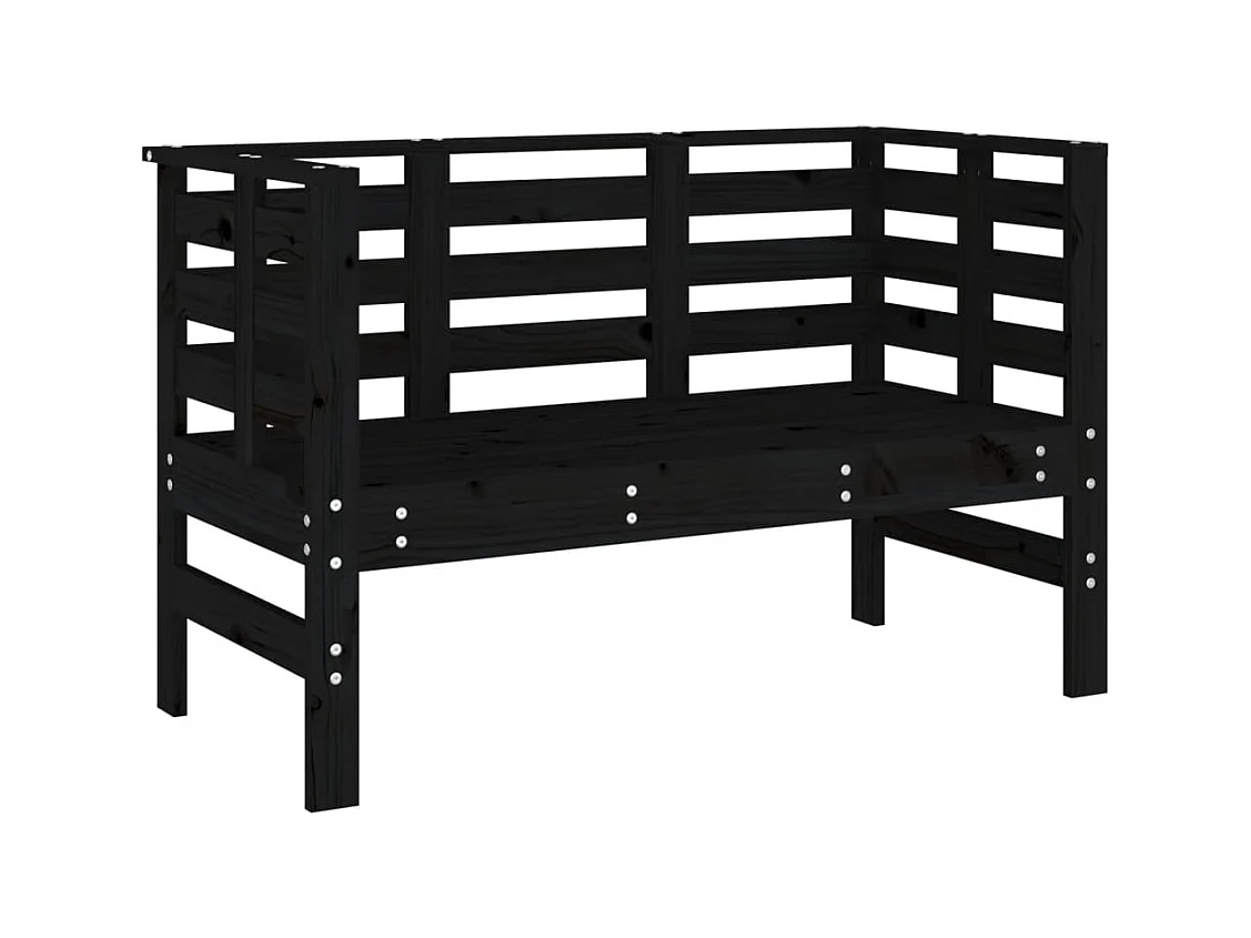 Banco de jardín negro 111,5x53x71 cm madera maciza de pino