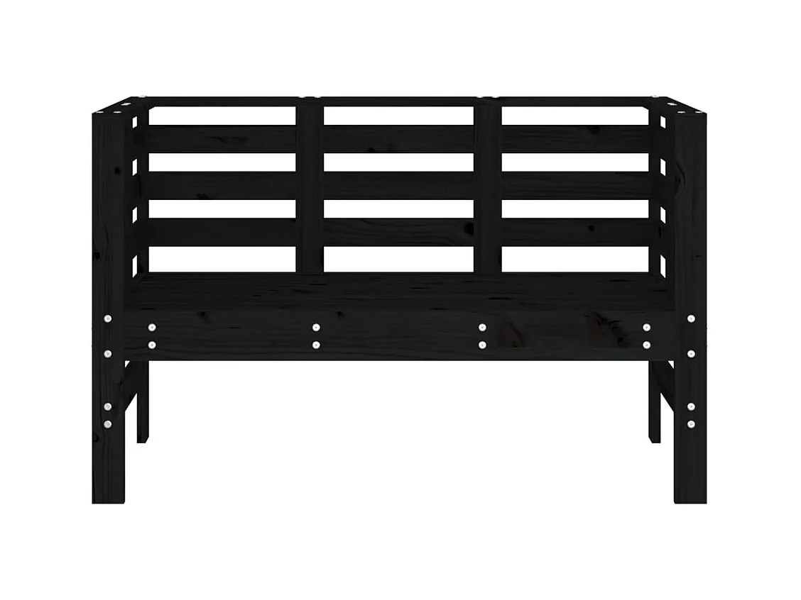 Banco de jardín negro 111,5x53x71 cm madera maciza de pino