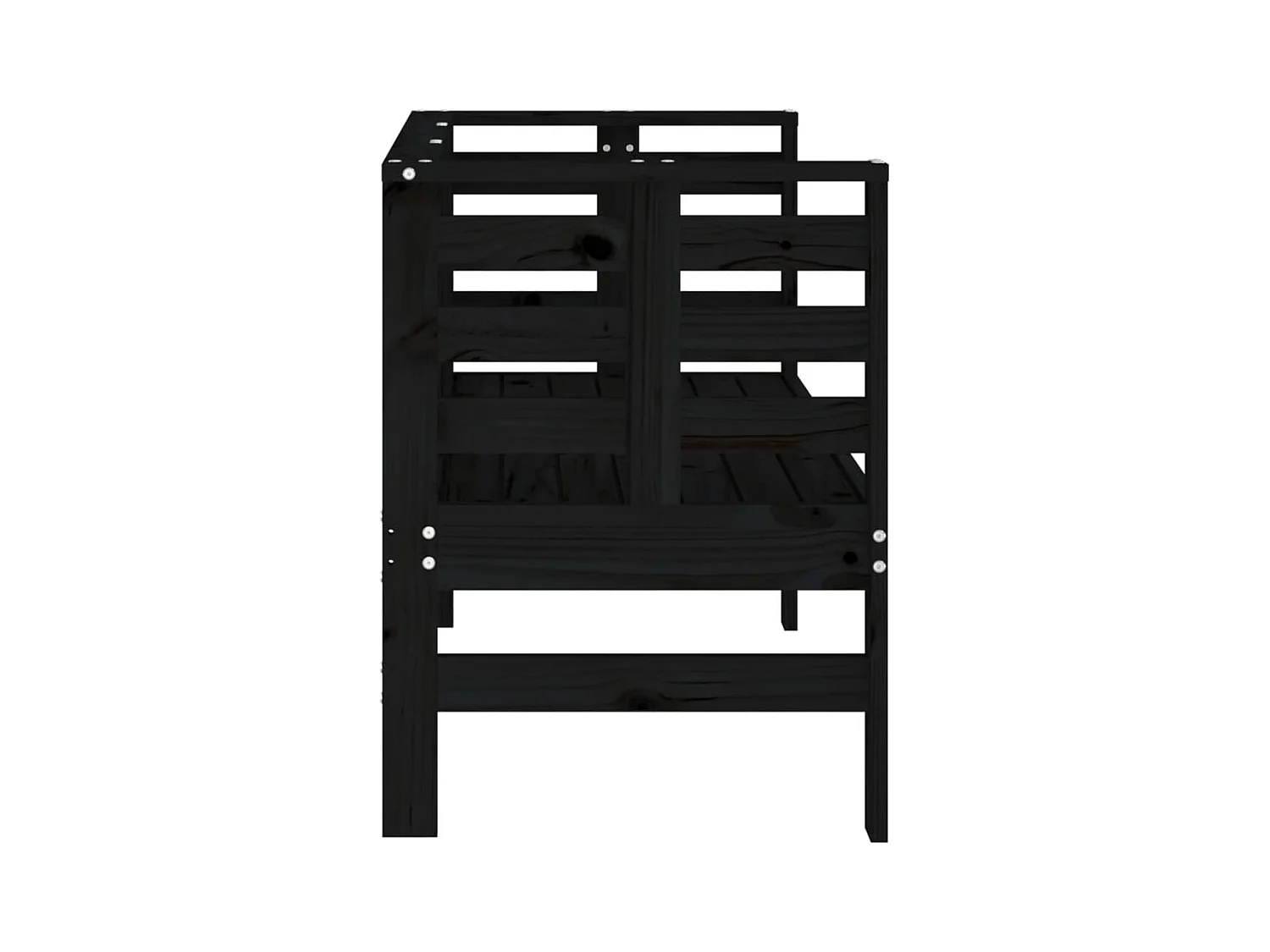 Banco de jardín negro 111,5x53x71 cm madera maciza de pino