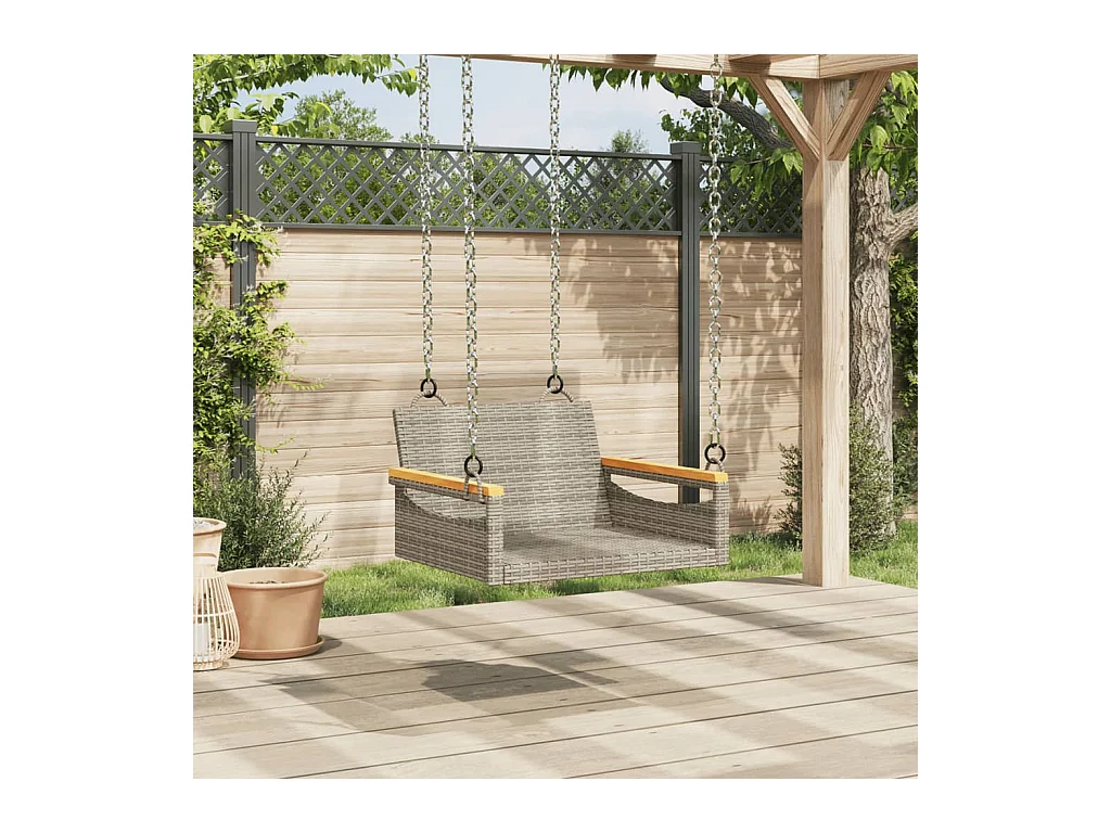 Asiento de columpio gris 63x62x40 cm resina tejida