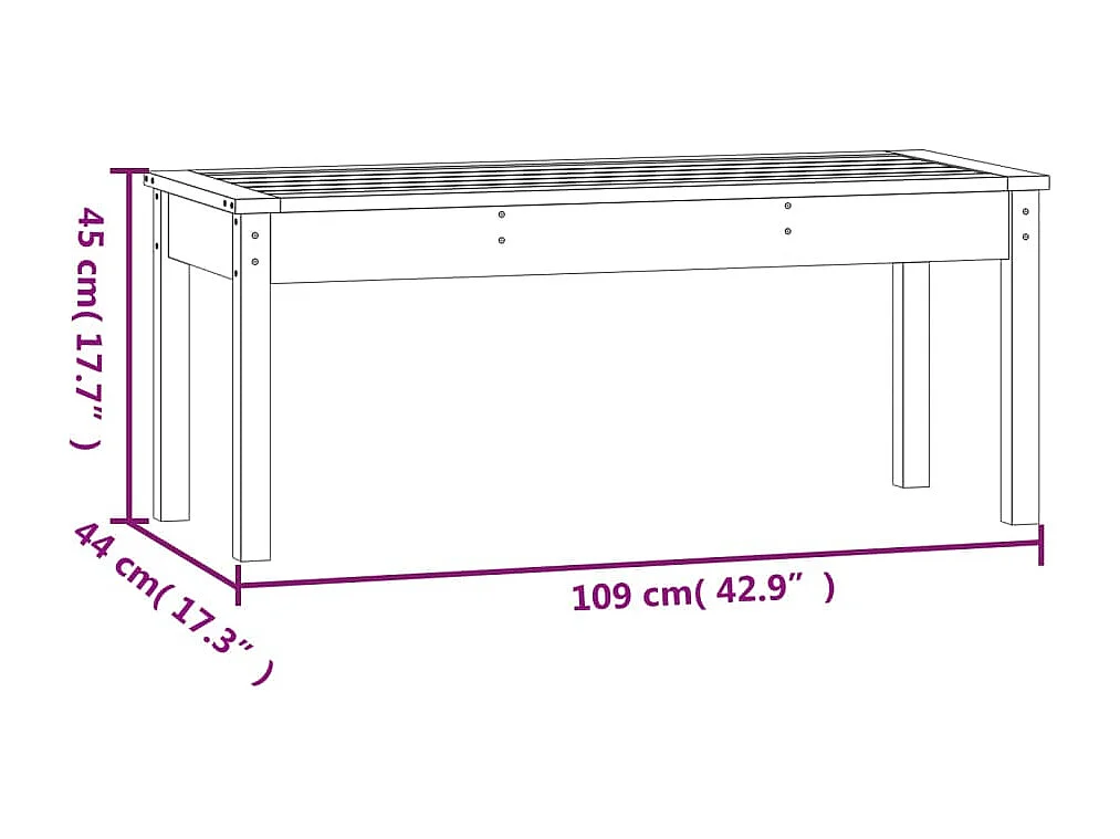 Banco de jardín marrón miel 109x44x45 cm madera maciza de pino