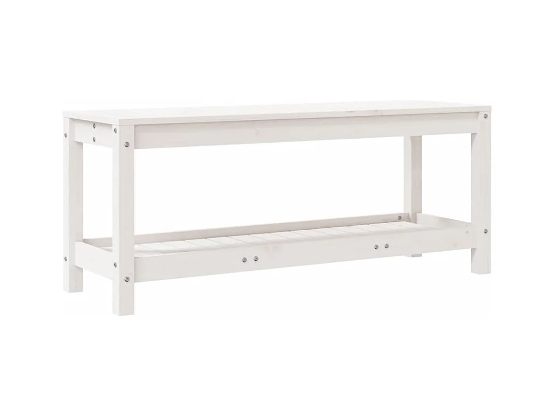 Panca da giardino bianca 108x35x45 cm in legno massello di pino