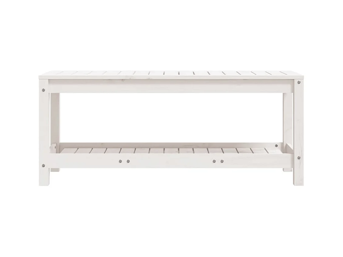 Panca da giardino bianca 108x35x45 cm in legno massello di pino